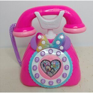 Disney Minnie Mouse. Plastic Pink Telephone 7" Talking Phone with Lights & sound